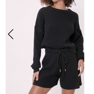 Chunky Knit Sweater and Long Shorts Lounge Set
